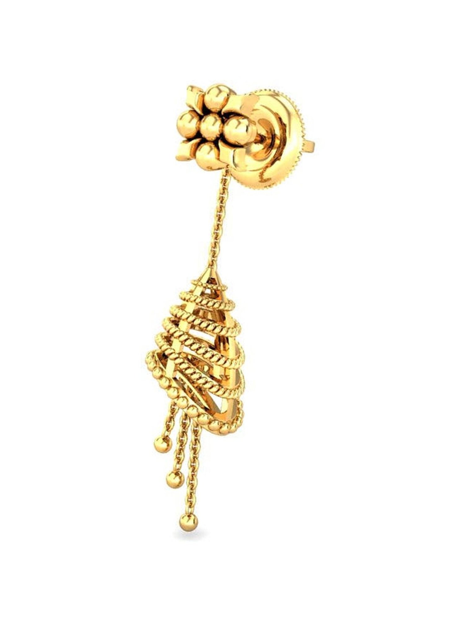 Candere by Kalyan Jewellers Peacock Collection 18k Yellow Gold Dangler Earrings