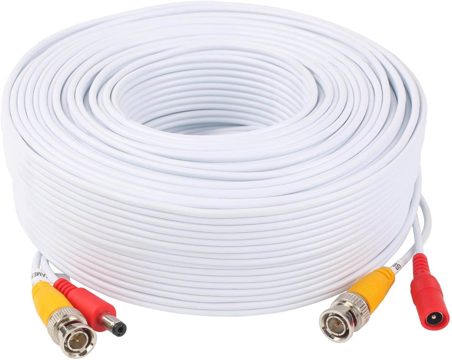 Postta BNC Video Power Cable (2 Pack 150 Feet) Pre-Made All-in-One Video Security Camera Cable Wire with Four Connectors for CCTV DVR Surveillance System