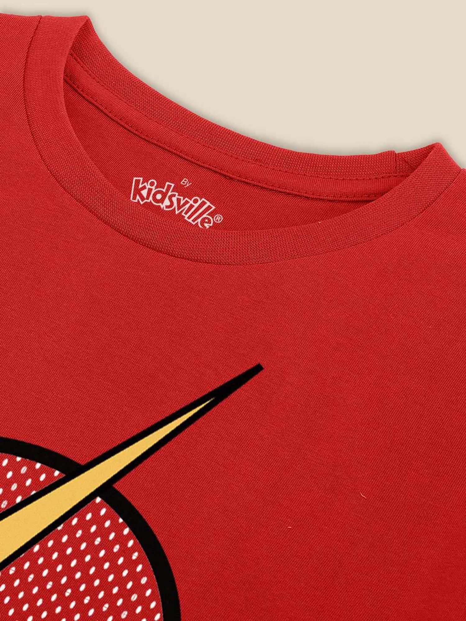 Kidsville Red Cotton Printed T-Shirt