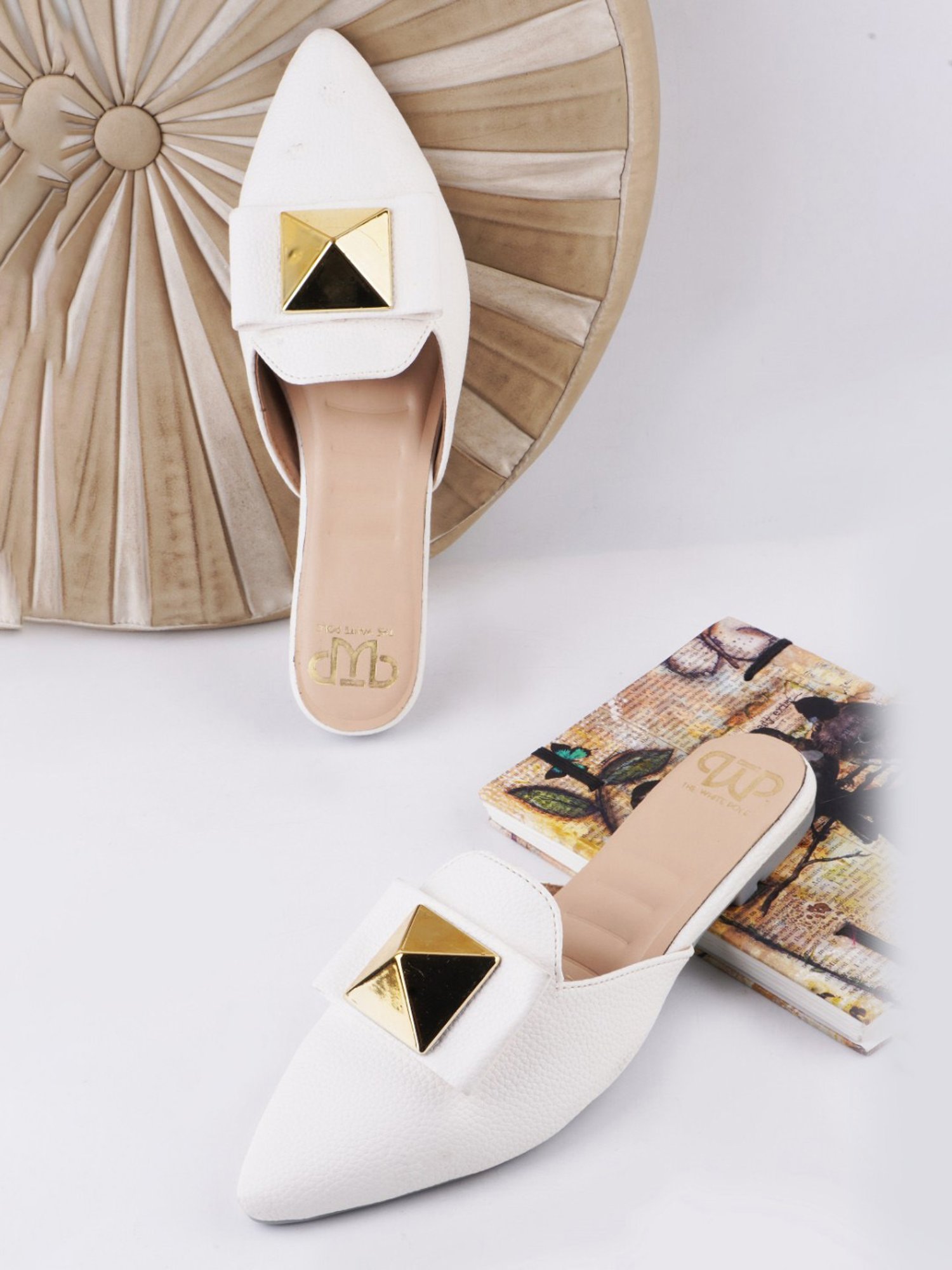 The White Pole Women's White Mule Shoes