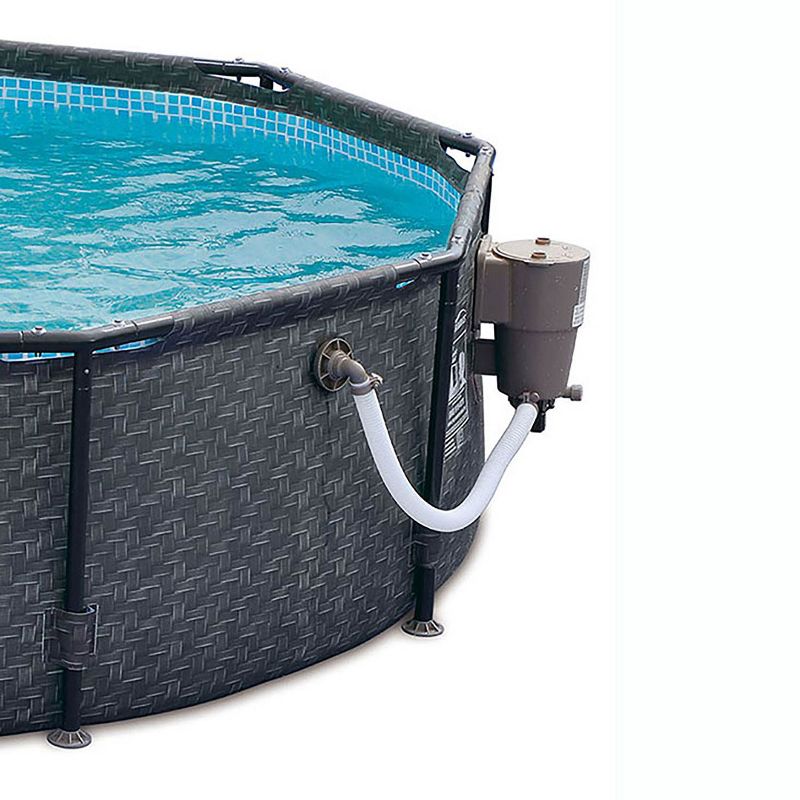 Summer Waves P2001448E14ft x 48in Outdoor Round Frame Above Ground Swimming Pool Set with Ladder, Skimmer Filter Pump, and Filter Cartridge, Gray