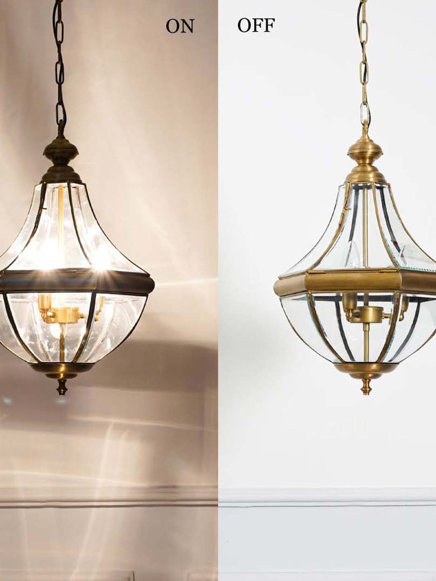Kapoor Lamp Shades Antique Brass & Clear Costa Pendant Light