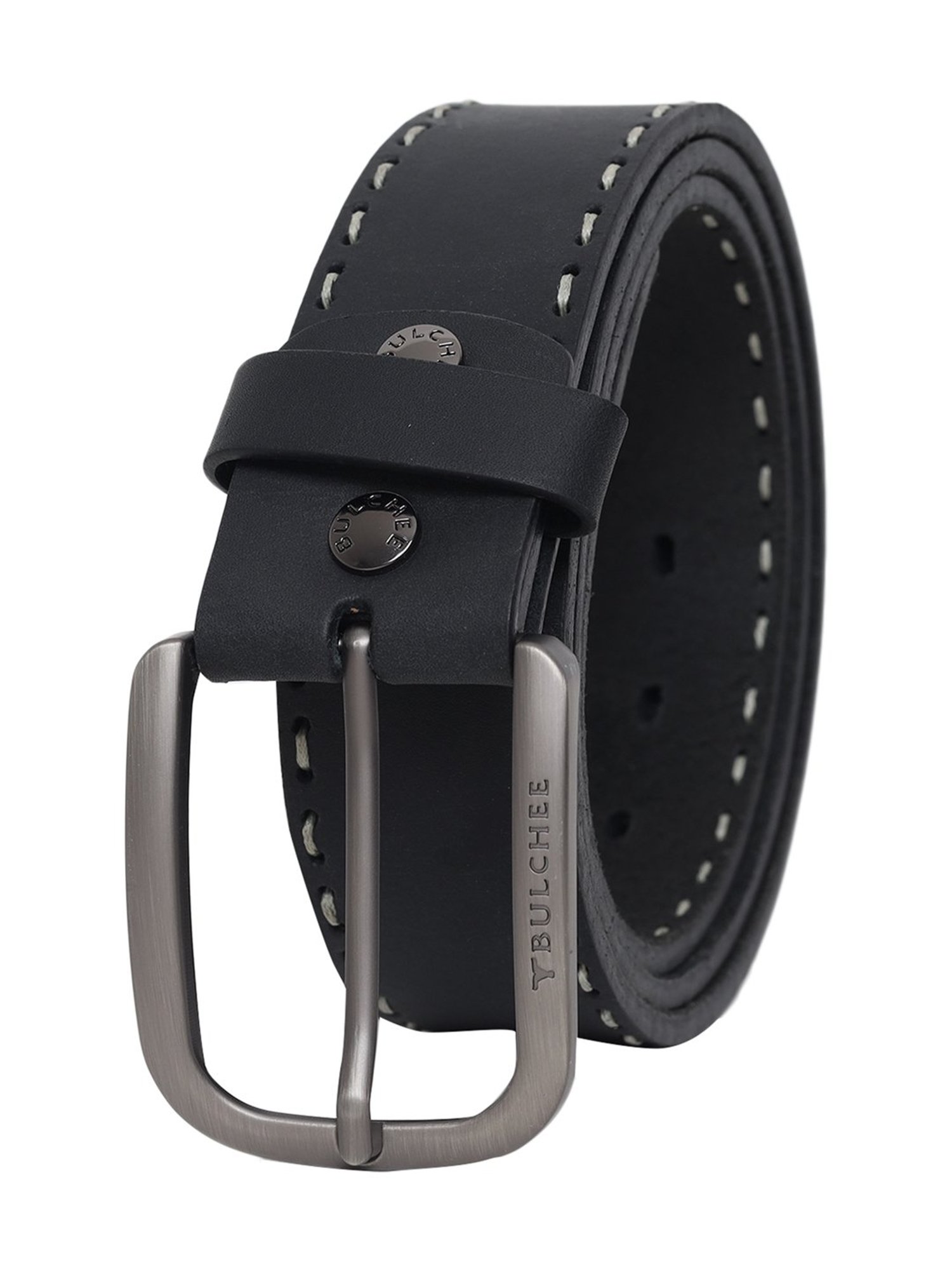 BULCHEE Black Leather Casual Belt for Men