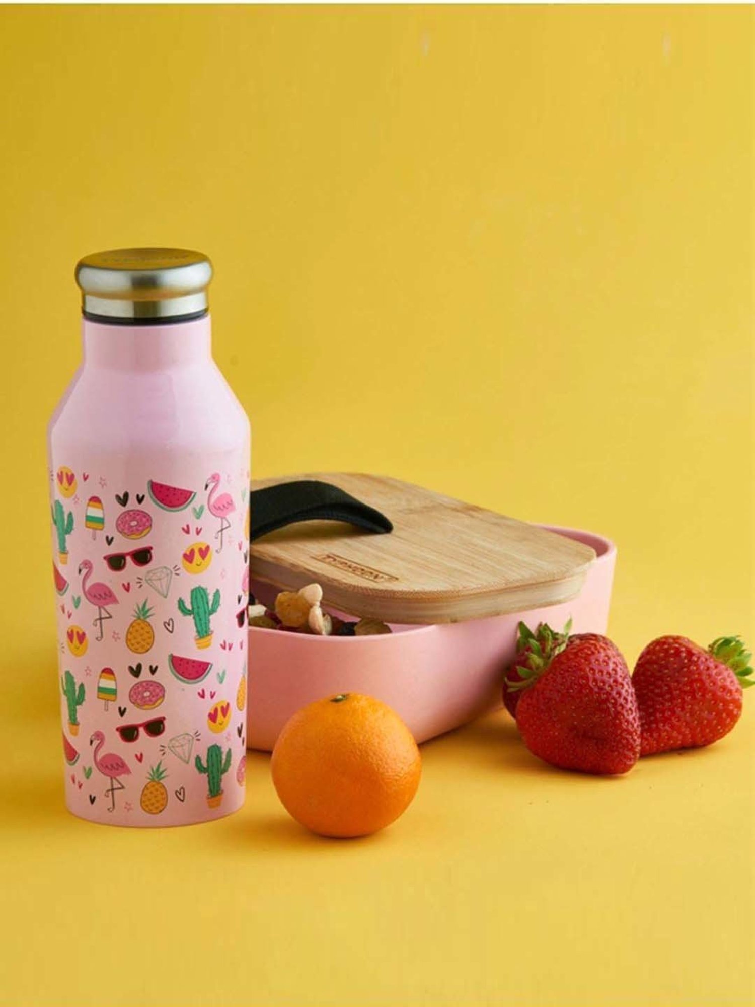 Typhoon Pure Kids Emoji Pink Stainless Steel Water Bottle (0.6 L)