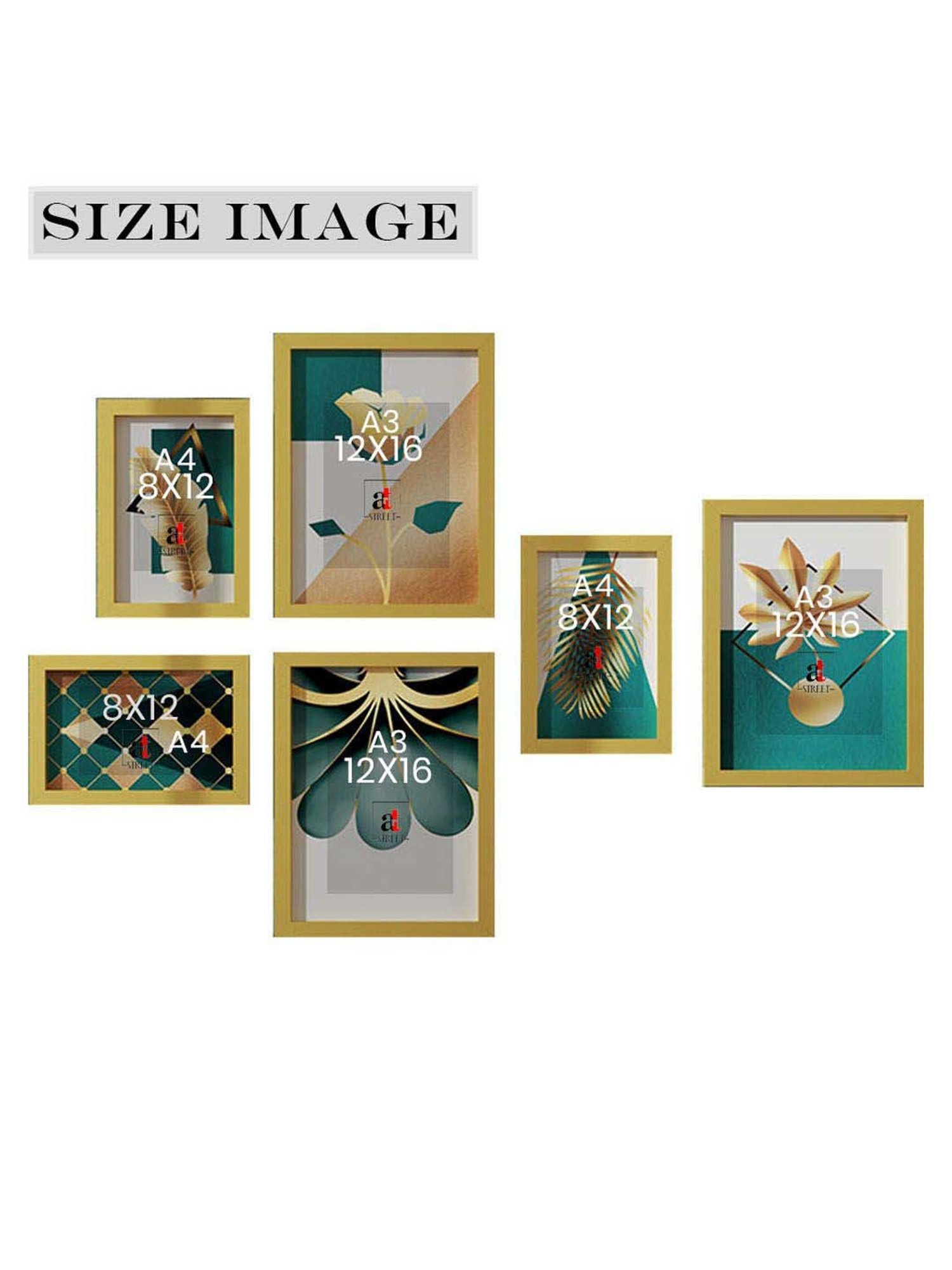 Art Street Contemporary Baroque Multicolor Wood Framed Wall Painting - Set of 6