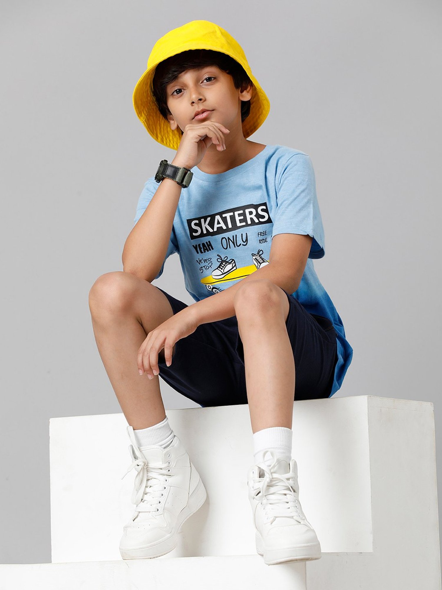 Under Fourteen Only Boys Navy Solid Shorts