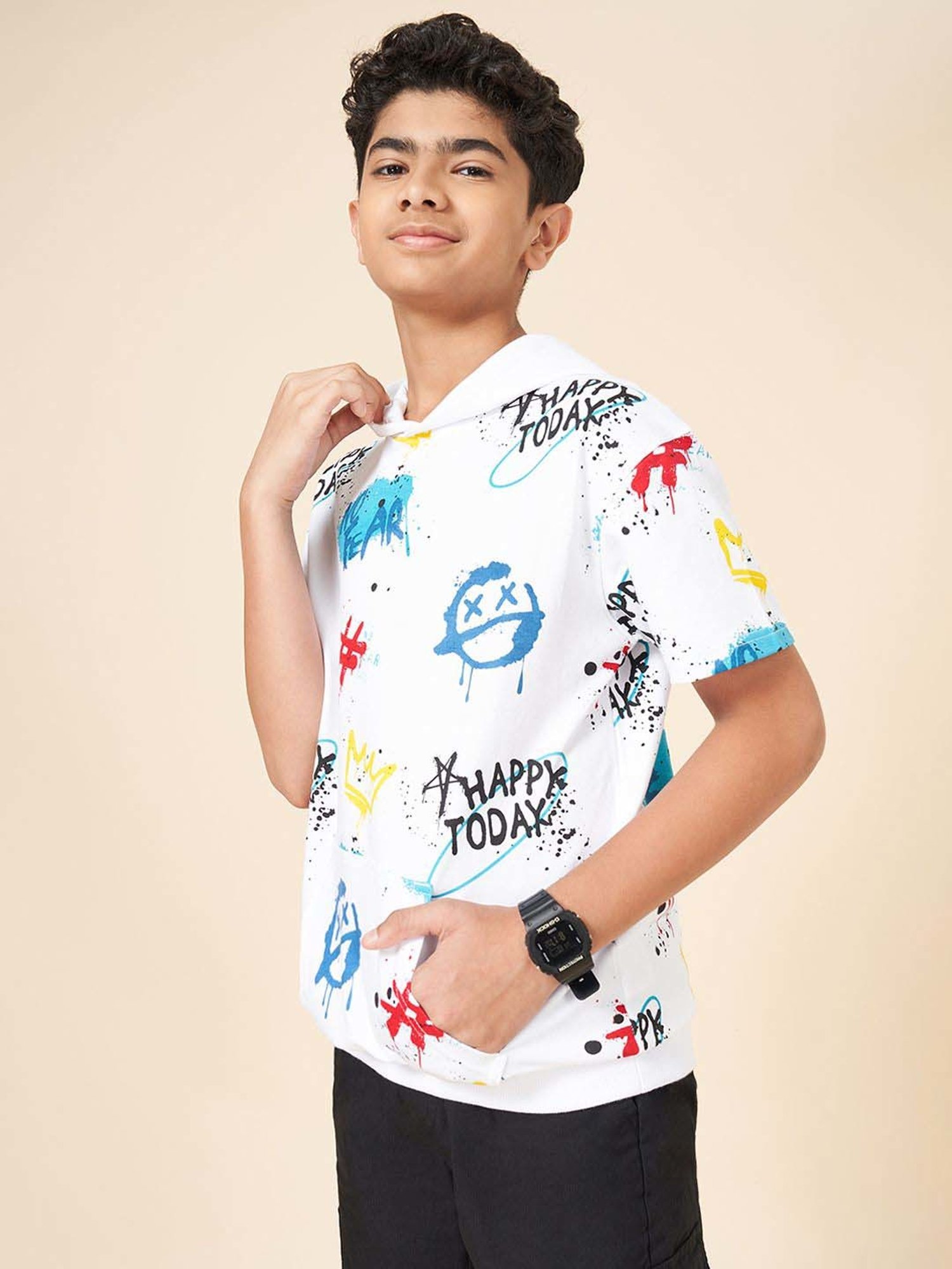 Coolsters by Pantaloons Boys Bright White Cotton Printed T-Shirts