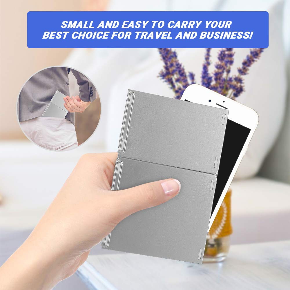 Foldable Bluetooth Keyboard with Touchpad - Samsers Portable Wireless Keyboard with Stand Holder, Rechargeable Full Size Ultra Slim Pocket Folding Keyboard for Android Windows IOS Tablet & Laptop