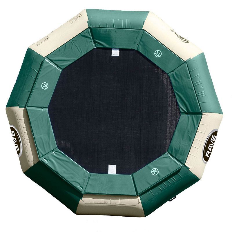 Rave Sport Aqua Jump Eclipse 120 Water Trampoline with Ladder, Green and Tan