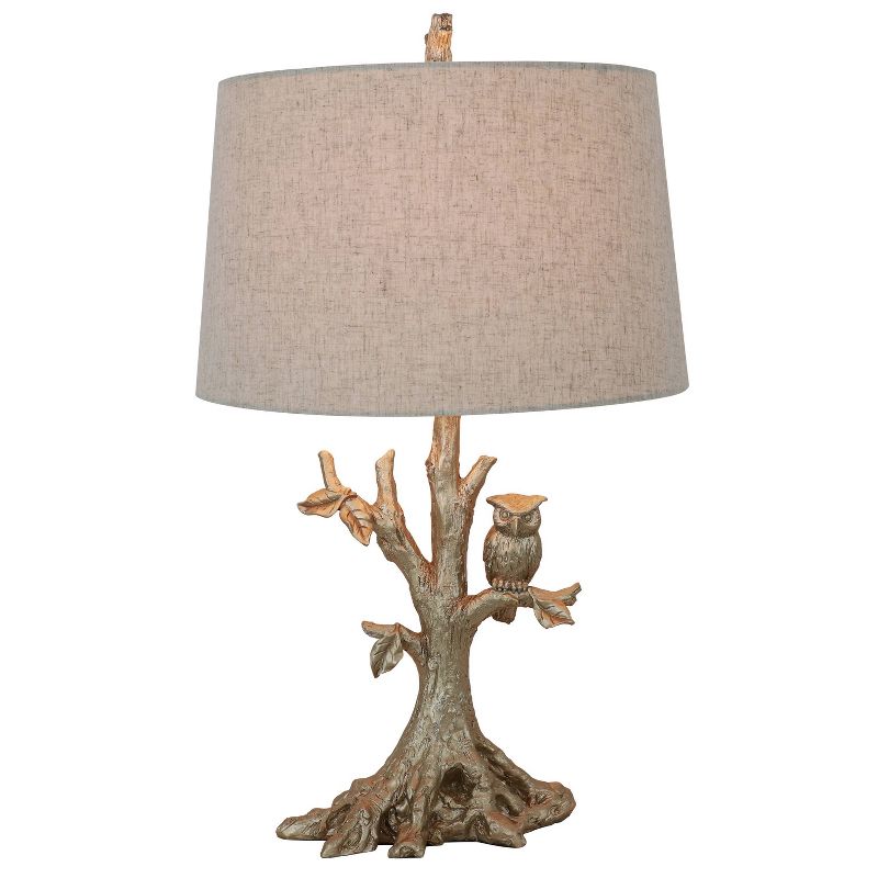 27" Textured Resin Owl Table Lamp Silverleaf - Decor Therapy