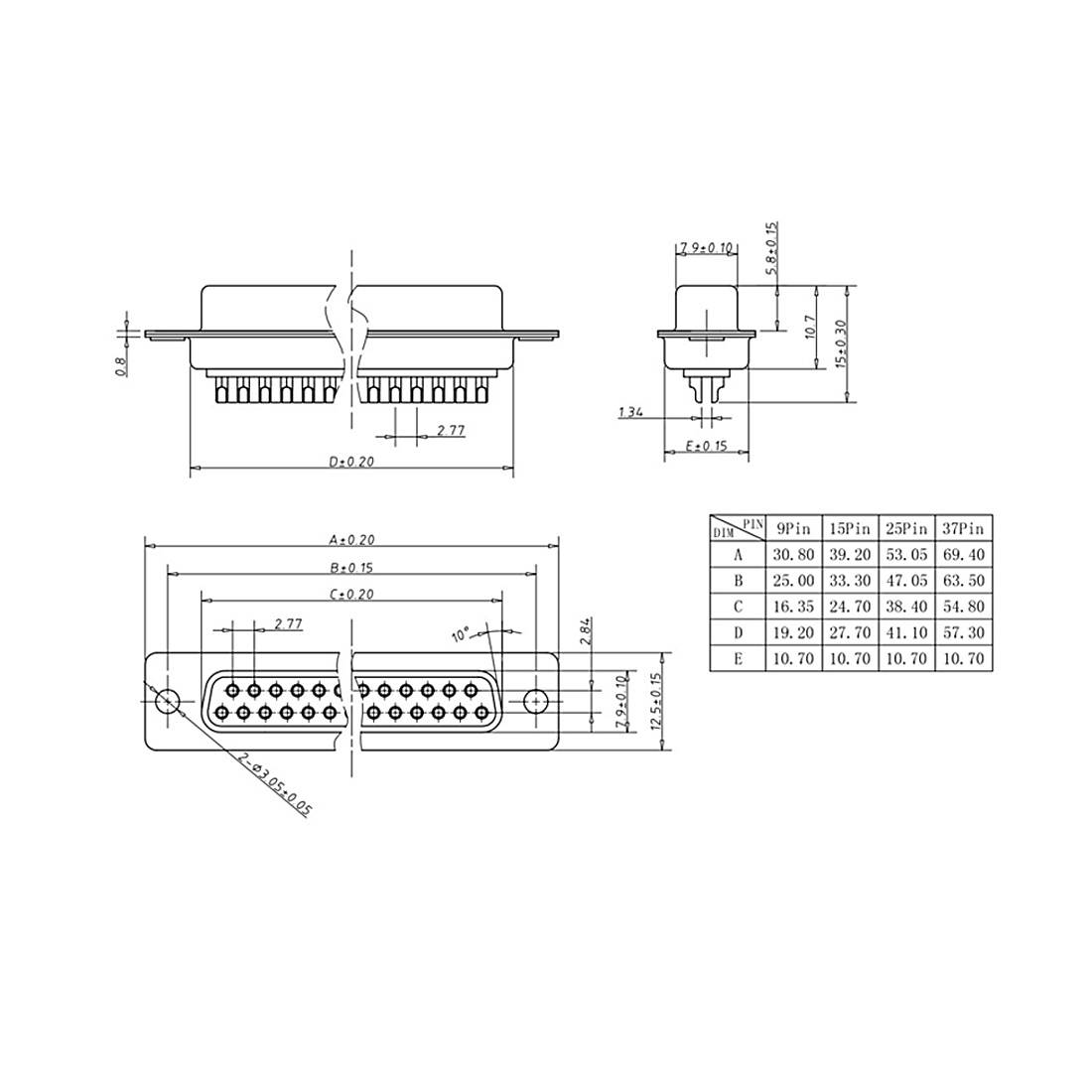 D-sub Connector DB15 Female Socket 15-pin 2-row Port Terminal Breakout for Mechanical Equipment CNC Computers Blue Pack of 1pc