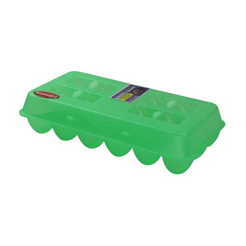 Tuff Stuff TS-ETS18 Reusable Carrier Washable Storage Container Empty Plastic Chicken Egg Carton Tray with Lid, 18 Eggs, Green