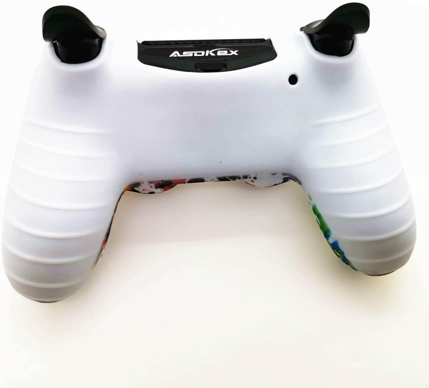 Silicone Skin Cover for Ps4 Controller (1pc Anti-Slip Case, 1 Pair L2 R2 Trigger Extender, 4pcs Thumb Grips,4pcs LED Light Bar Decal) Protector for DualShock PS4/ Slim/Pro Controller