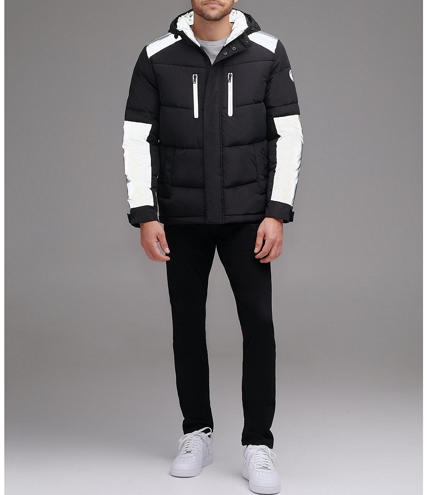 Kenneth Cole New York Long-Sleeve Mixed-Media Hooded Puffer Jacket