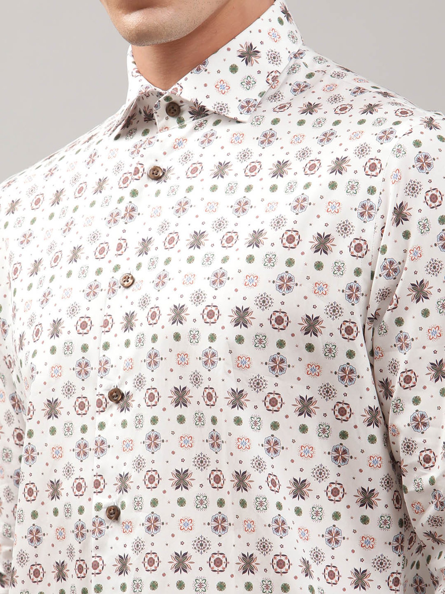 Matinique White Regular Fit Printed Cotton Shirt