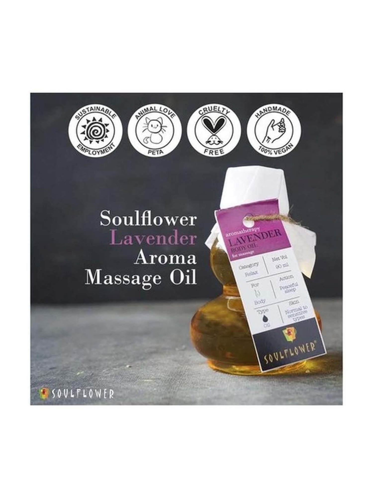 Soulflower Lavender Aroma Massage Oil - 90 ml