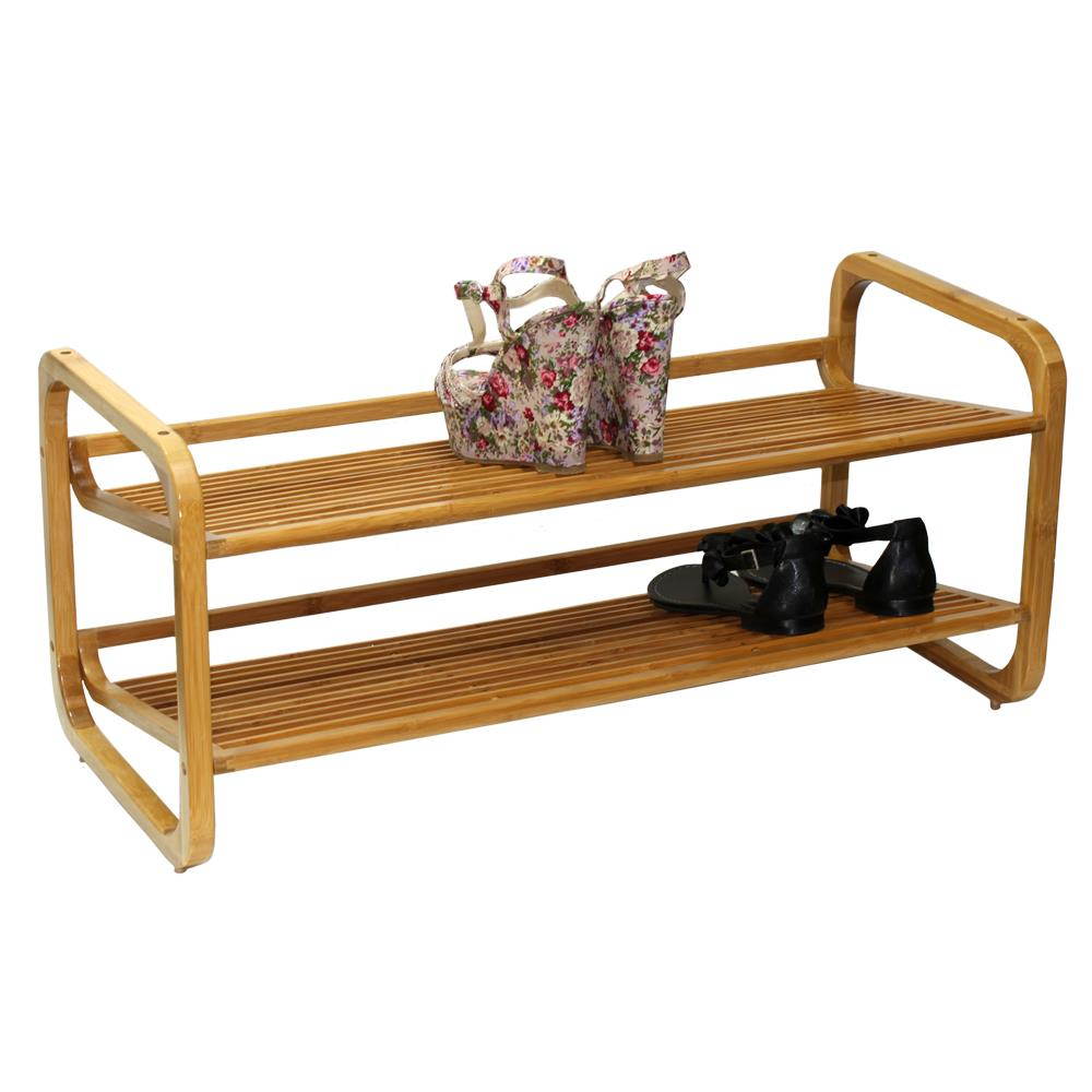 Oceanstar Two-Tier Slatted-Shelf Bamboo Shoe Rack