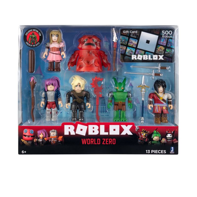 Roblox Action Collection - World Zero Six Figure Pack with 500 Robux (Includes Exclusive Virtual Item)