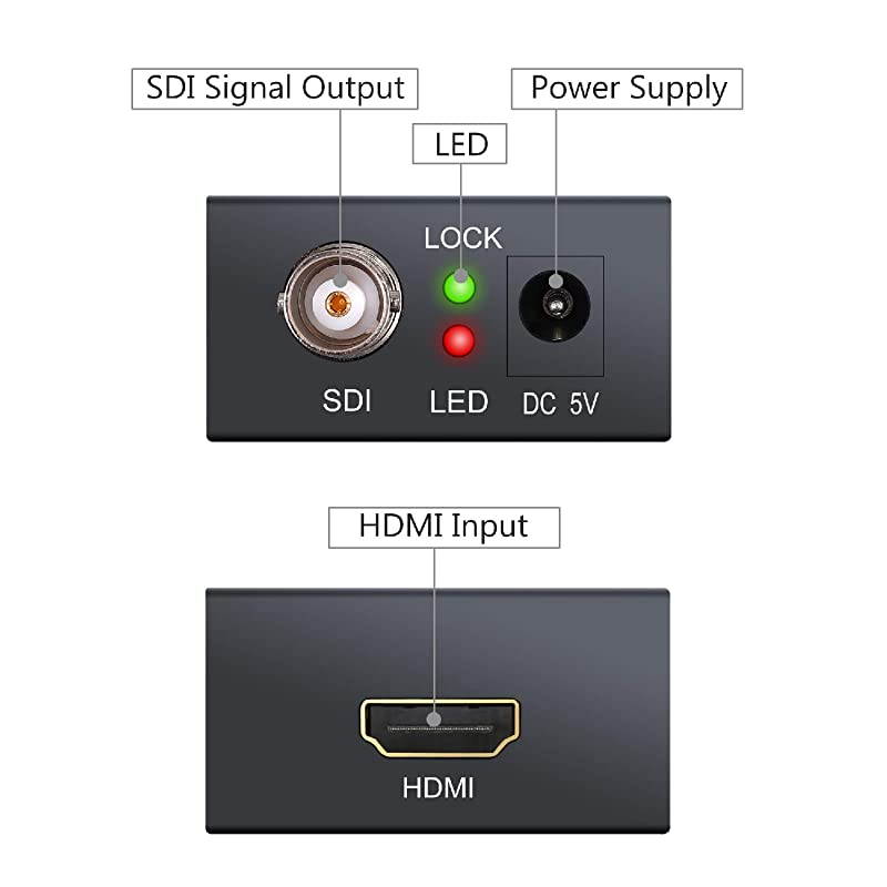 HDMI to SDI HDMI to SDI Converter Full HD 1080P HDMI SDI Adapter Audio Video Converter with DC 5V 1A Power Adapter Support SDIHDSDI3GSDI Signals for Camera Home Theater