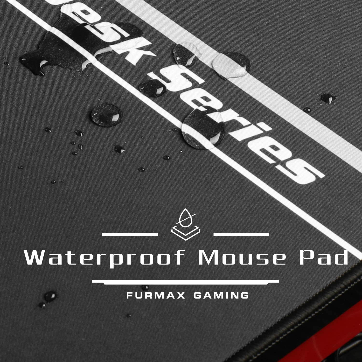 Furmax 43 Inch Gaming Desk T-Shaped PC Computer Table, Home Office Desk Carbon Fiber Surface Workstation with Free Full Coverage Mouse Pad, Cup Holder and Headphone Hook (Black)