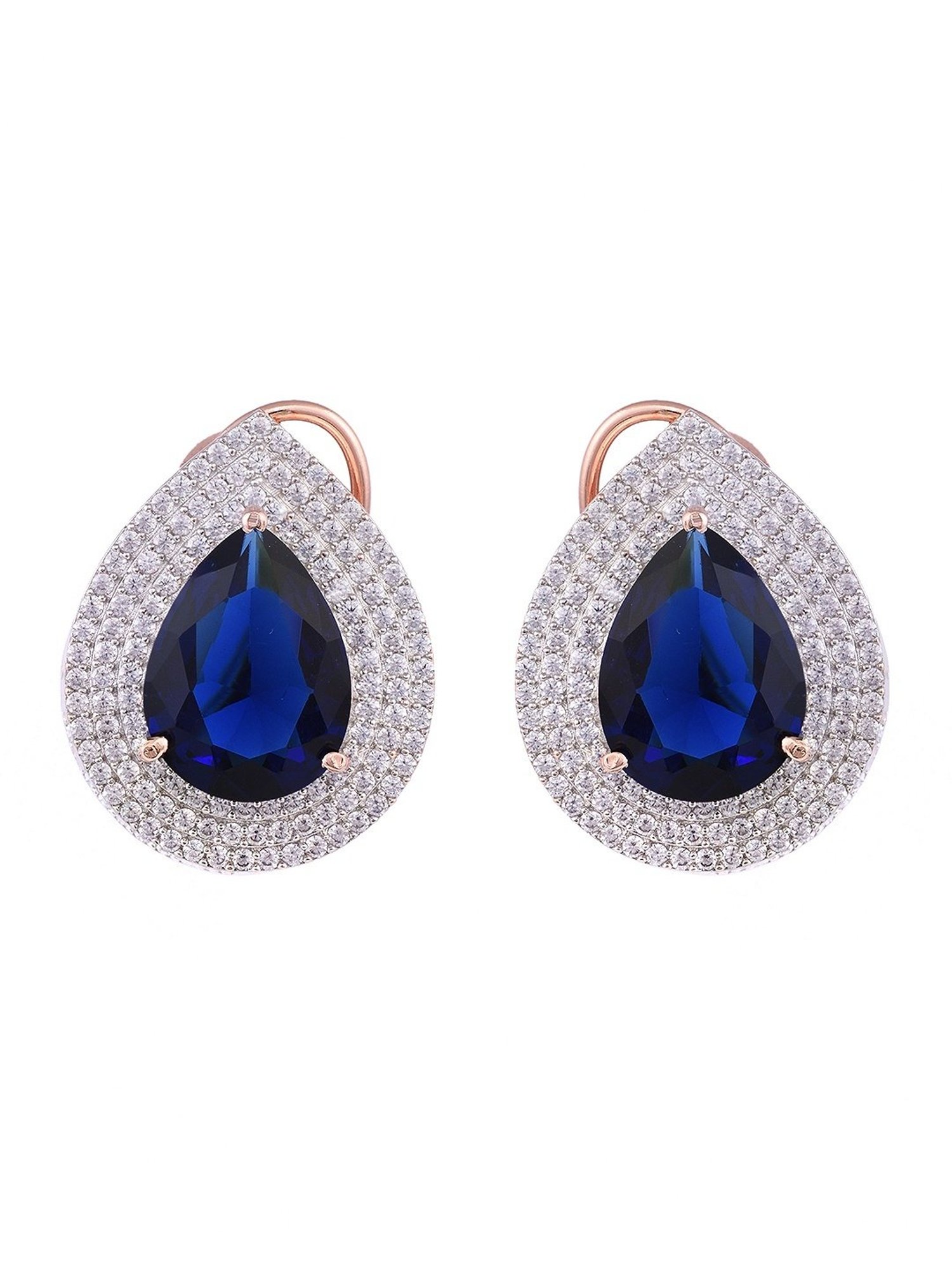 Saraf RS Jewellery Rose Gold Blue Statement Studs Earrings