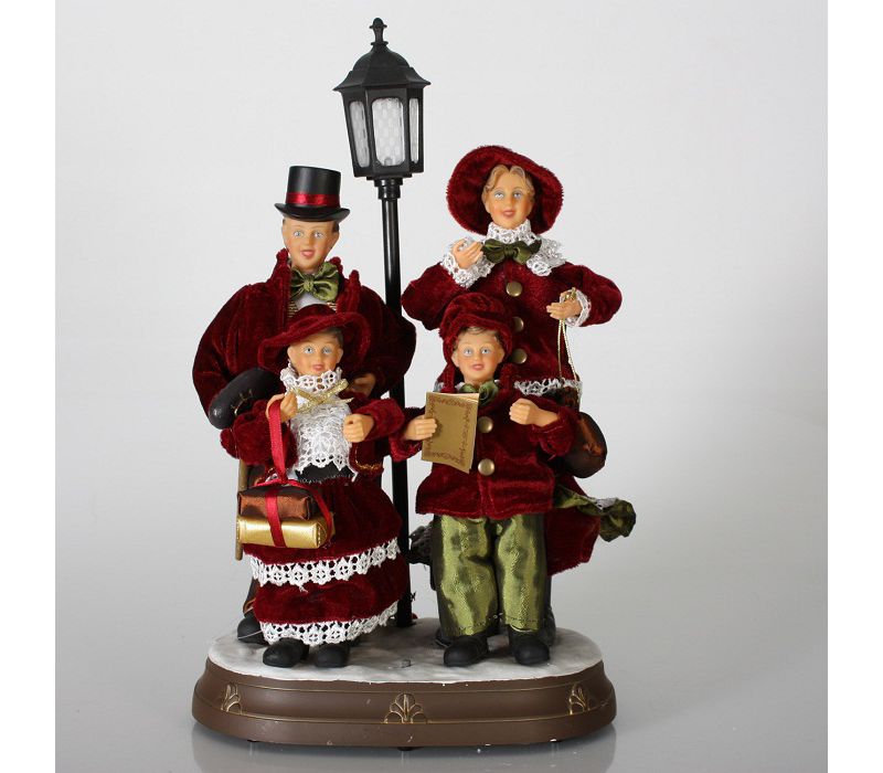 Sterling 17" Red and White Animated Silent Night Choir Family Christmas Tabletop Decor