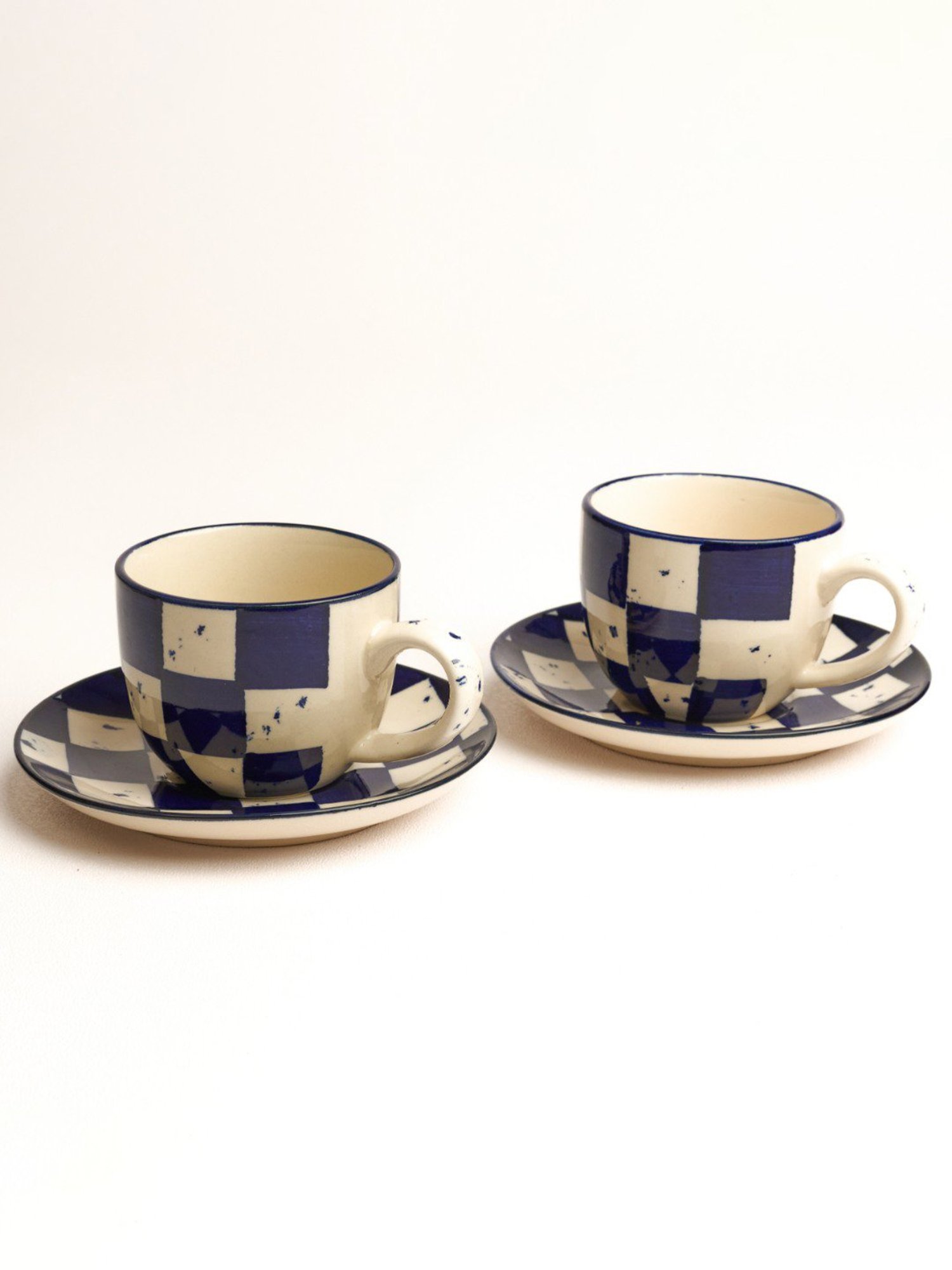 BlackCarrot Blue & White Cup & Saucer Set of 2