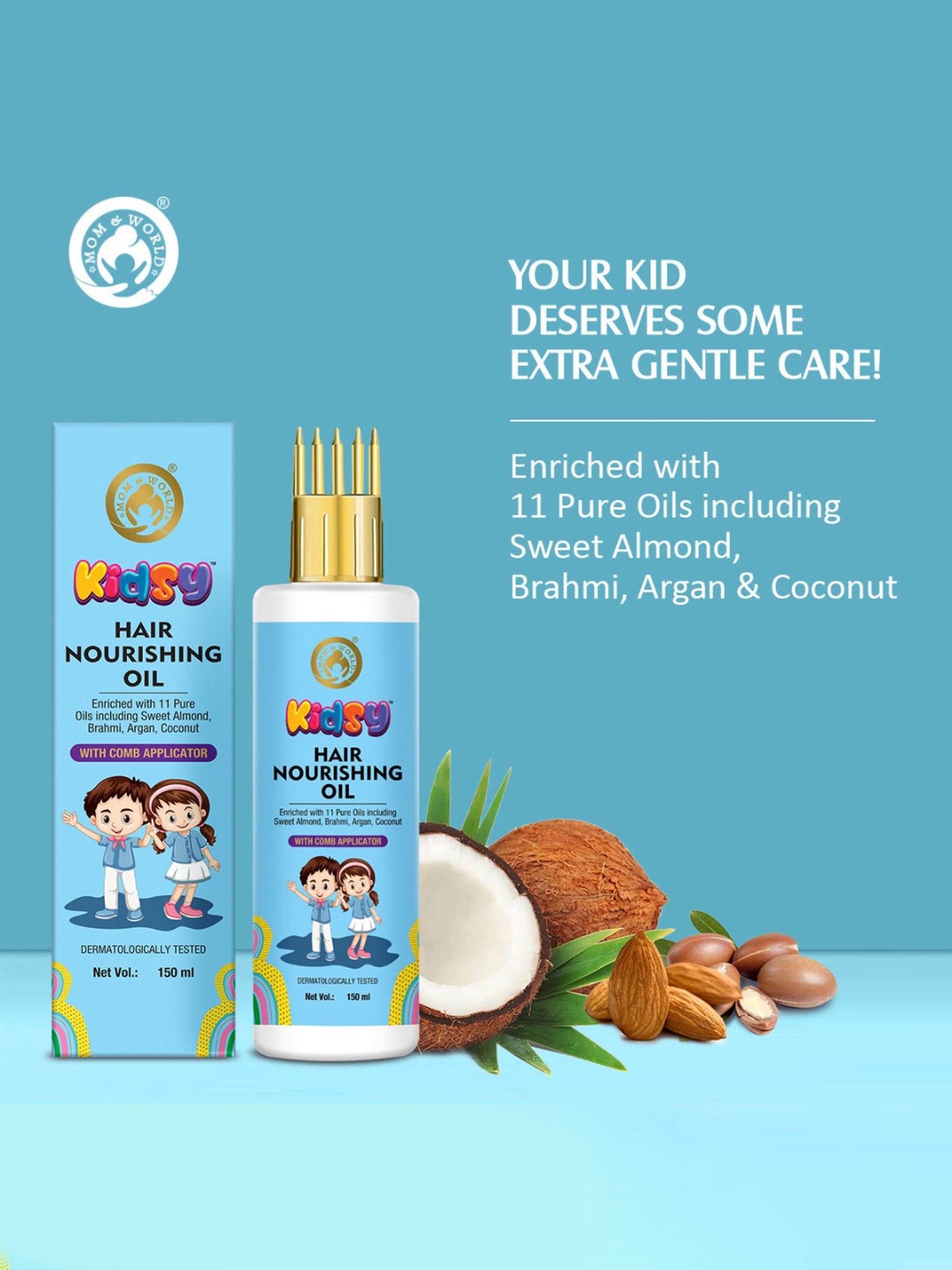 Mom & World Kidsy Hair Nourishing Oil With Comb Applicator for Kids - 150ml