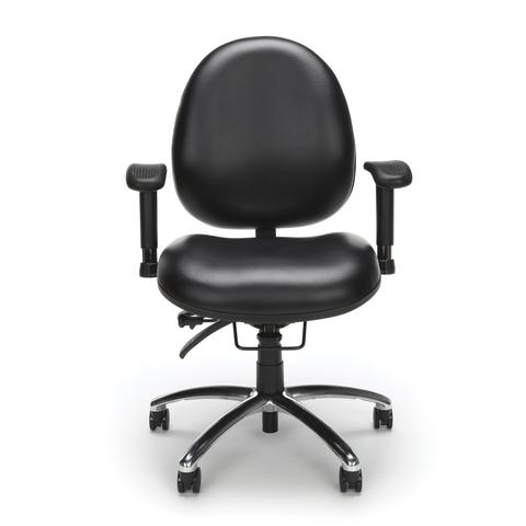 Twenty-Four Hour Fully Adjustable High-Back Vinyl Computer Task Chair (Black)