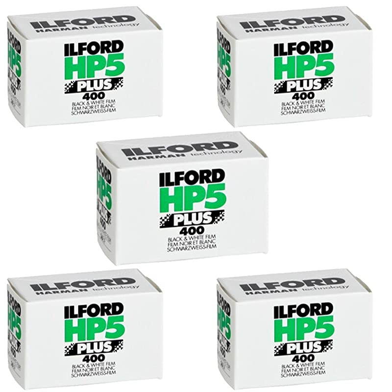 of 5 Ilford 1574577 HP5 Plus Black and White Print Film 35 mm ISO 400 36 Exposures