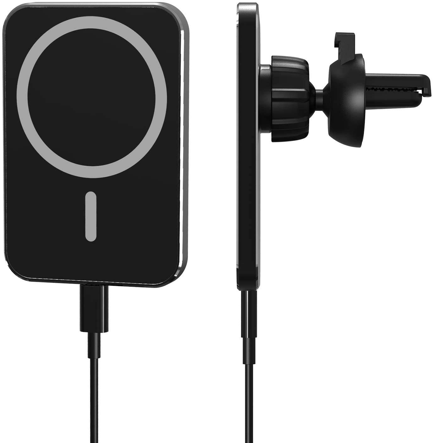 HATALKIN Magnetic Wireless Car Charger Vent Mount for Mag-Safe Mag Safe Case iPhone 12/12 Pro/Pro Max/Mini Magnet Phone Holder Stand 15W Fast Wireless Charging Car Mount Air Vent Charger(Dark Black)