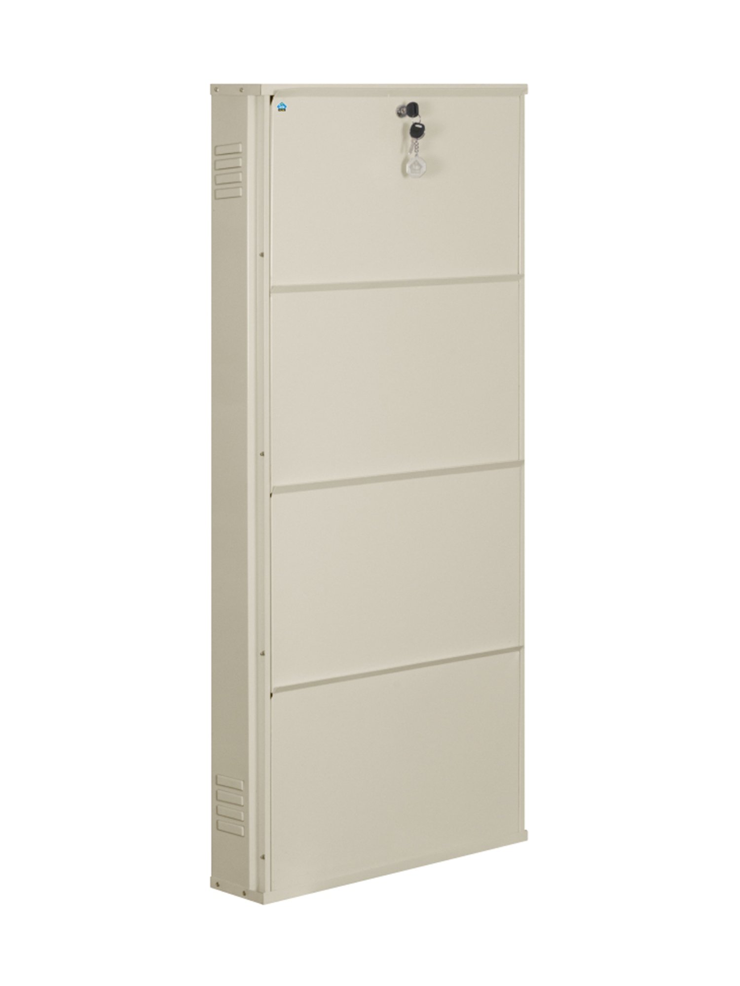 Delite Kom Metal Shoe Rack - 24" 3 Shelf, Ivory Green, PowderCoat, Wall Mount, DIY