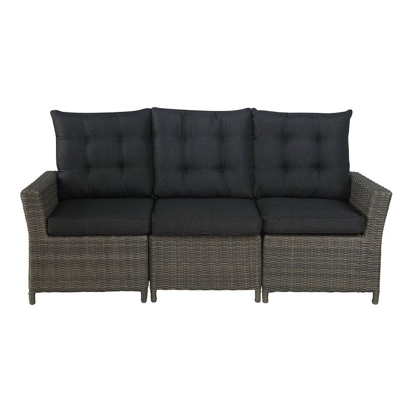 Asti 3pc Wicker Outdoor Seating Set with Reclining Sofa & 2 15" Ottomans - Gray - Alaterre Furniture