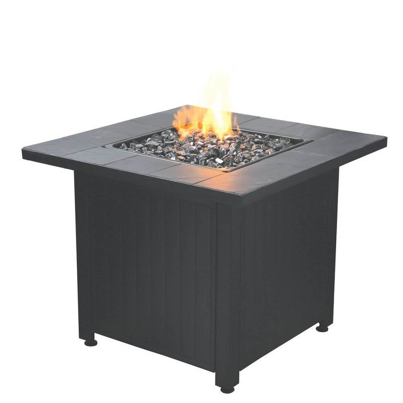 Endless Summer Liquid Propane Outdoor Patio Fire Table with Fire Glass, Black