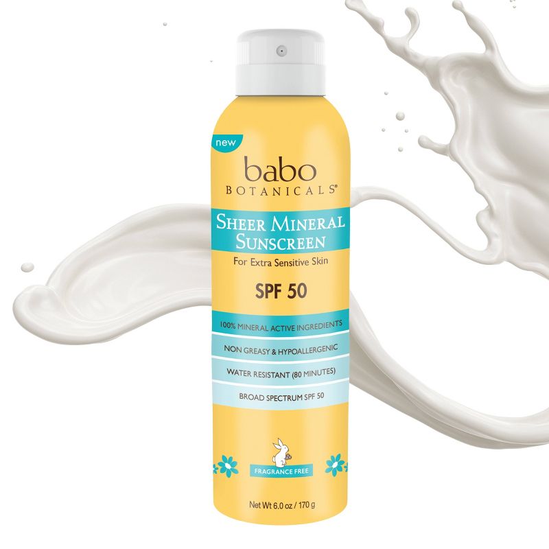 Babo Botanicals Sheer Mineral Sensitive Sunscreen Spray - SPF 50 - 6 fl oz