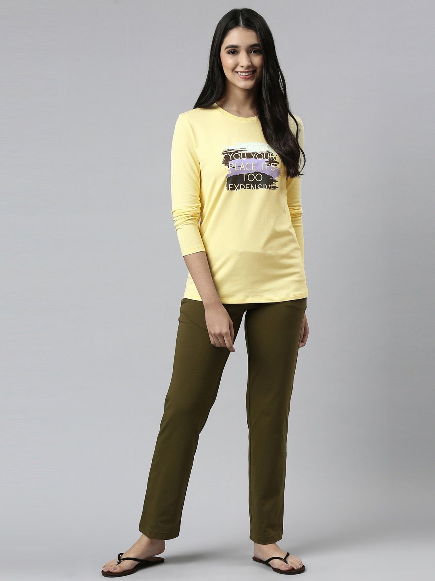 Enamor Yellow Graphic Print T-Shirt