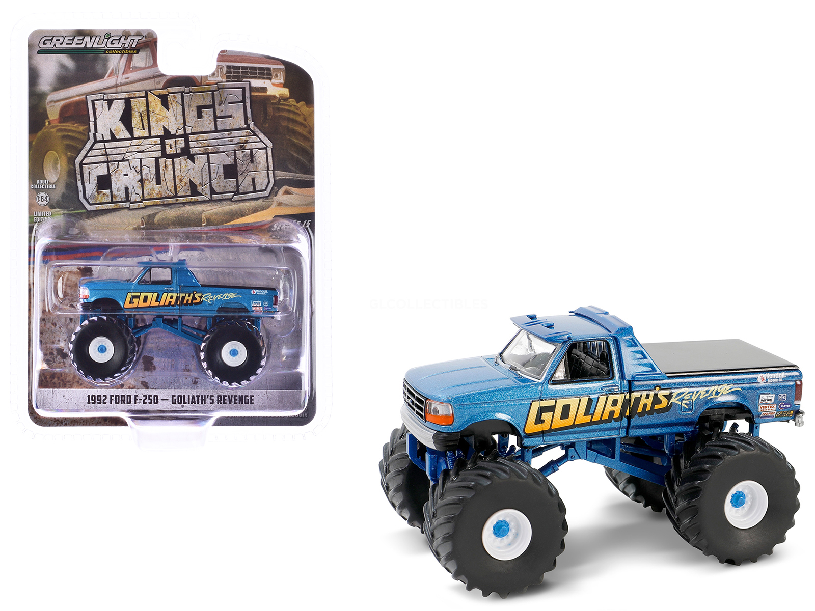1992 Ford F-250 Monster Truck Yellow "Liquidator" "Kings of Crunch" Series 12 1/64 Diecast Model Car by Greenlight