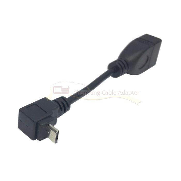 90 Degree Up Angled Micro USB Male to USB 2.0 Female Host OTG Cable for Phone Keyboard Mouse 10cm
