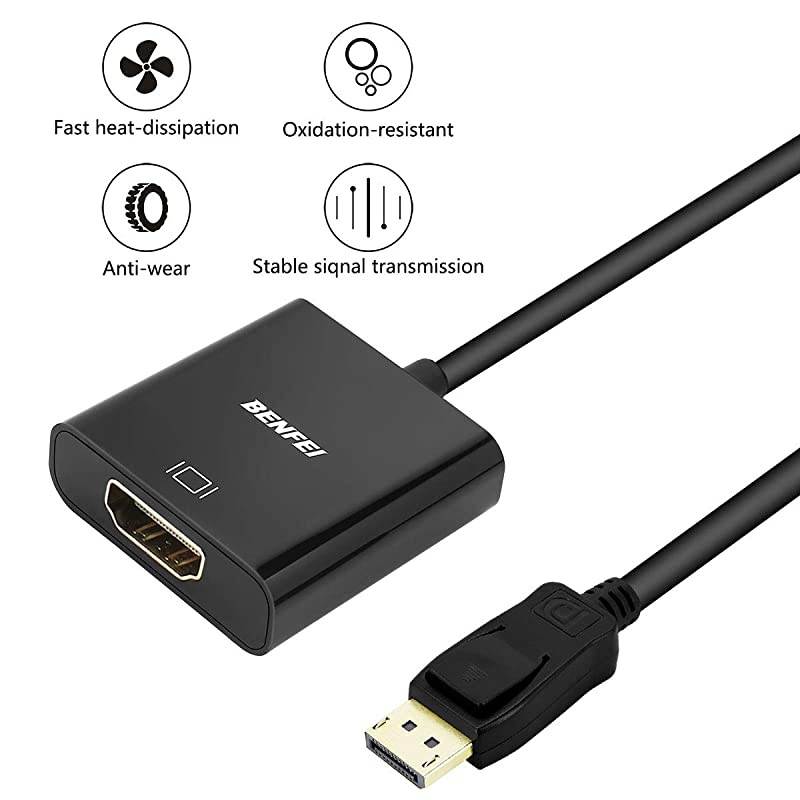 Active DisplayPort to HDMI Adapter,  4K DisplayPort to HDMI Active Adapter Male to Female Gold-Plated Cord Supporting Eyefinity for Multi-Screen Gaming