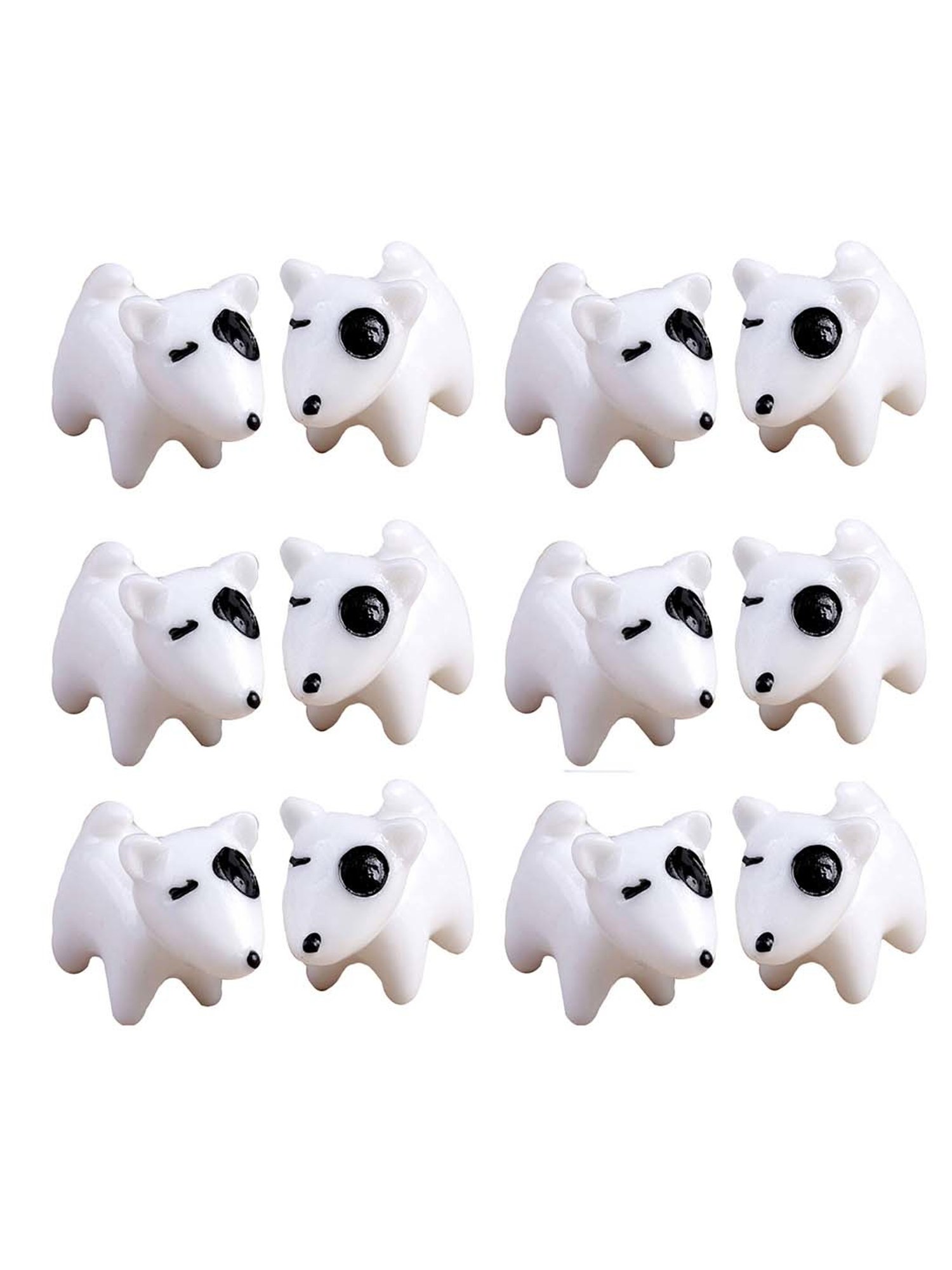 TAYHAA White Plastic Classic Toy Puppy Garden Showpiece - Set of 12