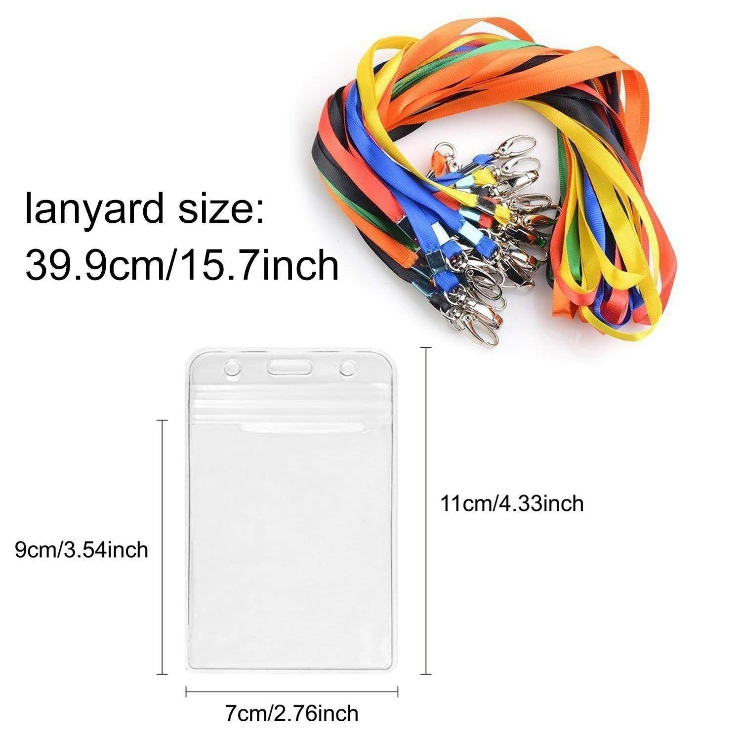 Lanyard With ID Badge Holders Vertical Name Badge Card Holders Bulk 24 Sets for Kids and Adults (Vertical)