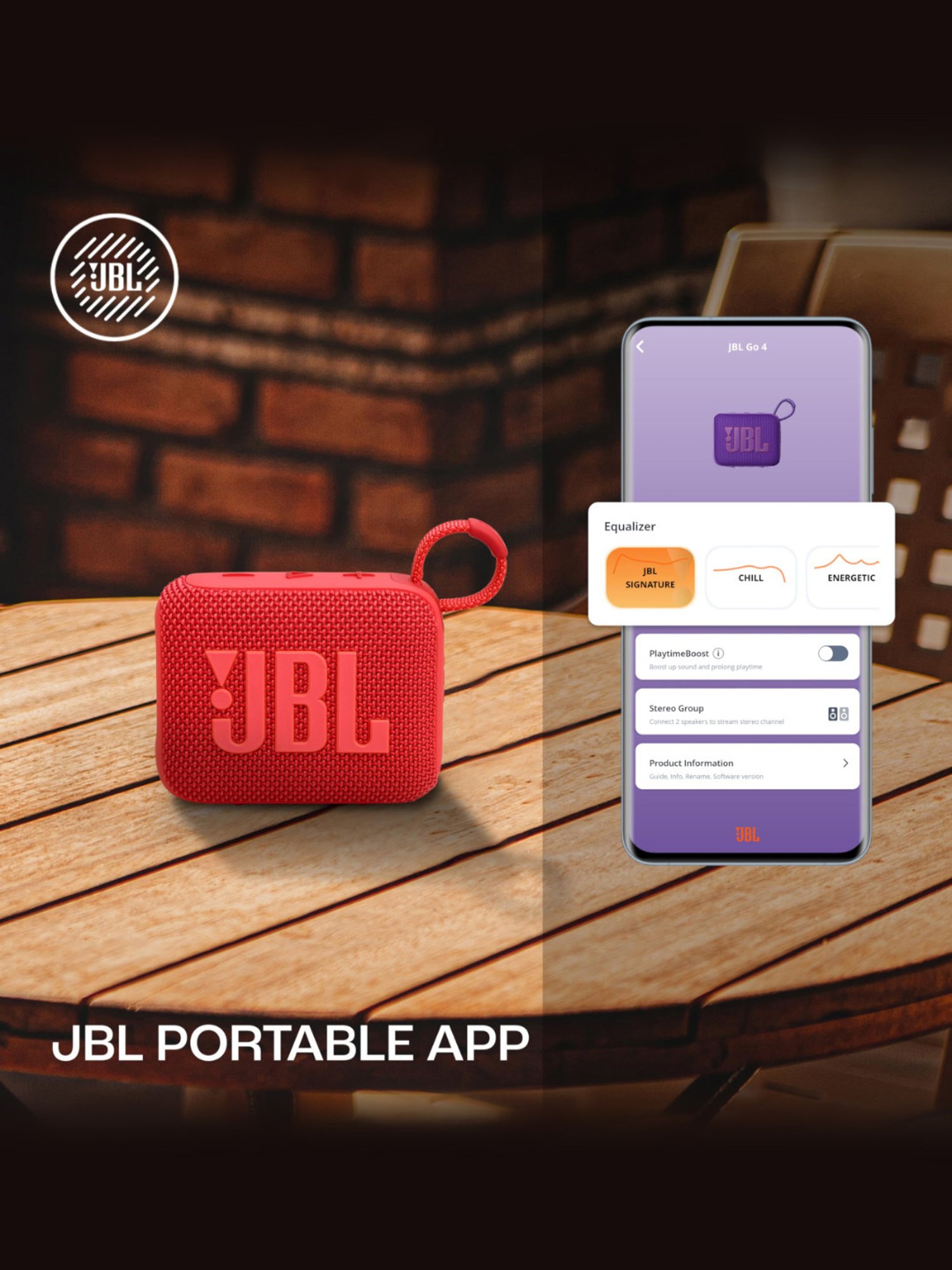 JBL Go 4, Wireless Ultra Portable Bluetooth Speaker with Pro Sound, Water & Dust Proof (Red)