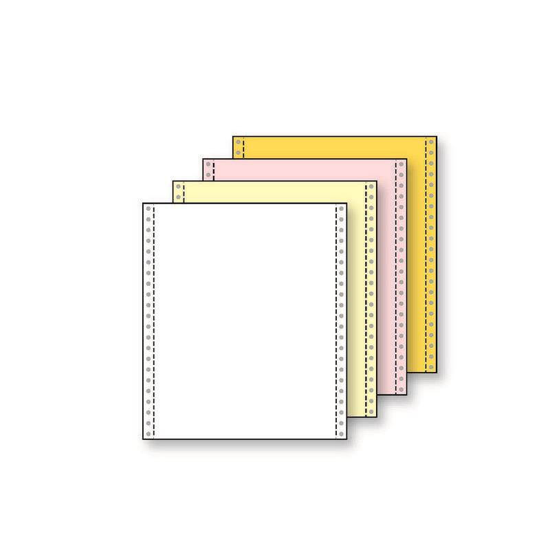 4-Ply 9-1/2'' x 11" (W x H) Carbonless 13# White/Canary/Pink/Gold Computer Paper, 1/2" Perf Left & Right (Ream of 800)
