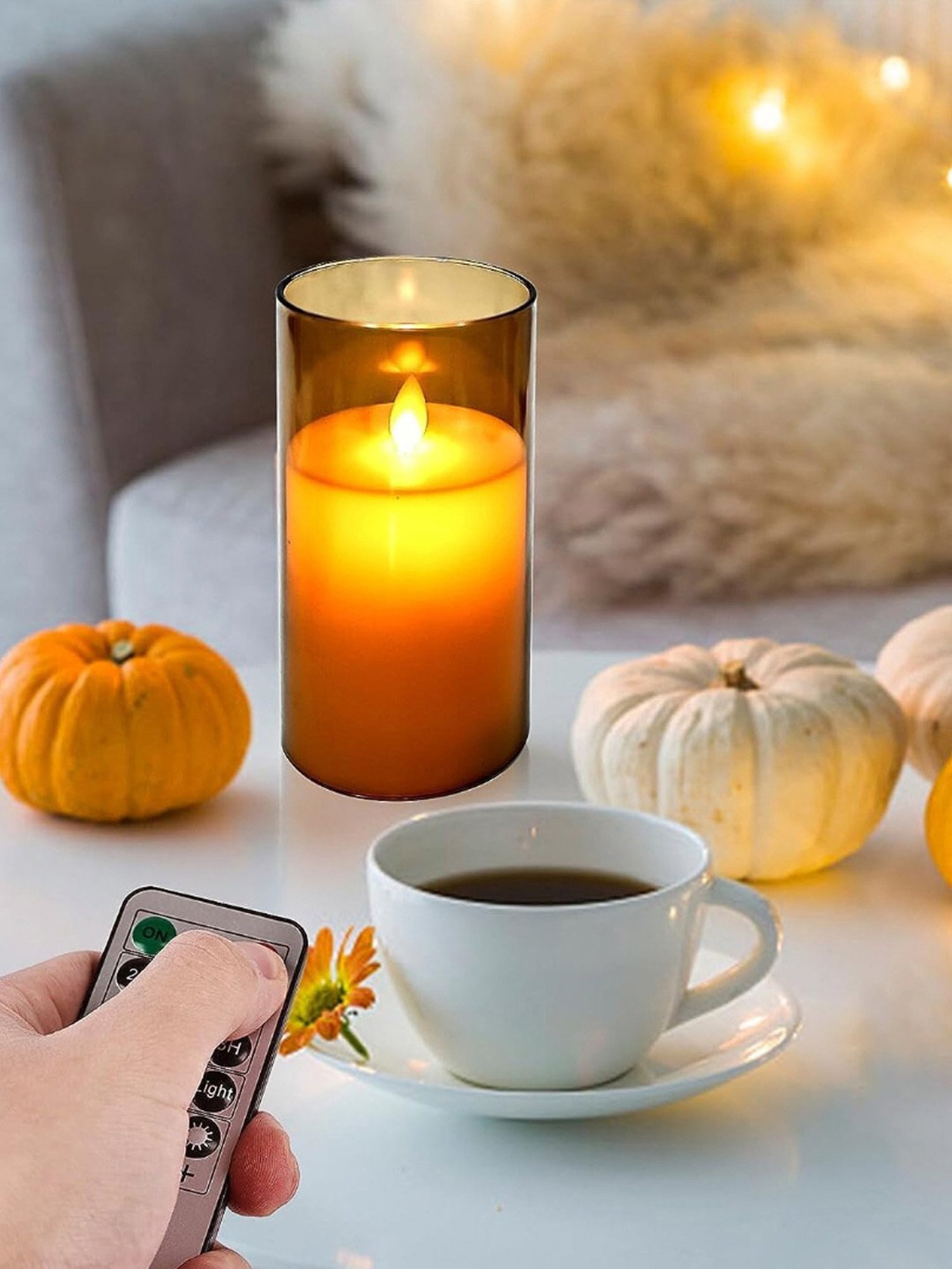 Xergy Acrylic Battery Operated Flameless LED Candles Light, Pack of 3 (Warm White)