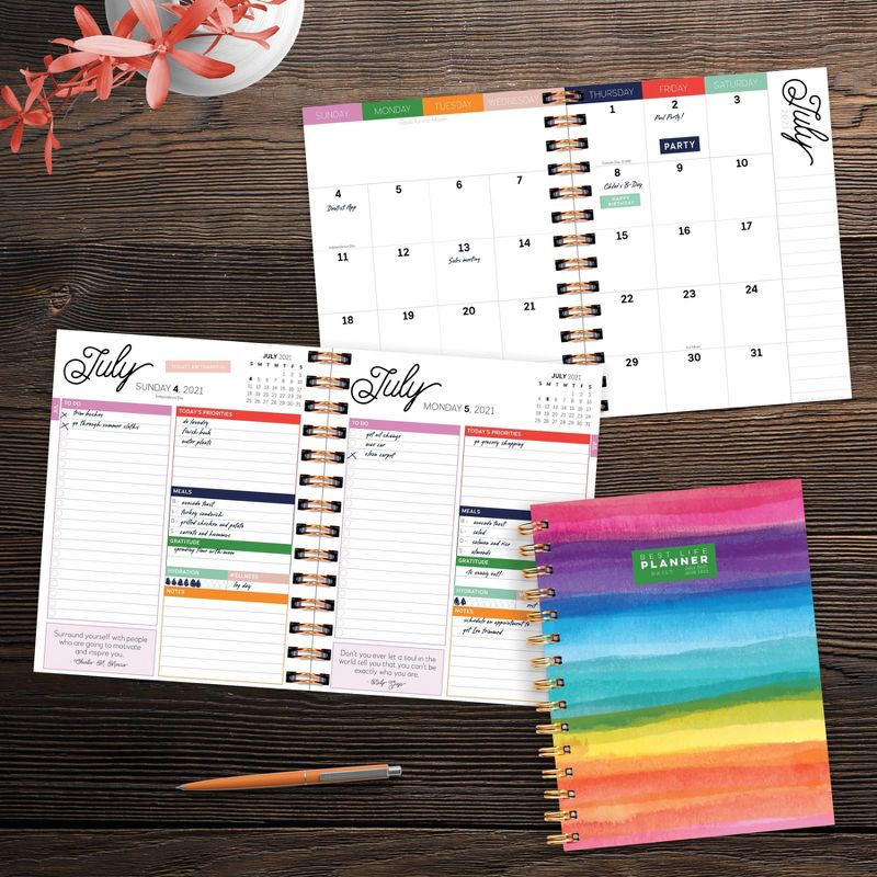 2021-22 Academic Planner 9" x 7" Painted Rainbow Best Life Daily/Weekly/Monthly Luxe - The Time Factory