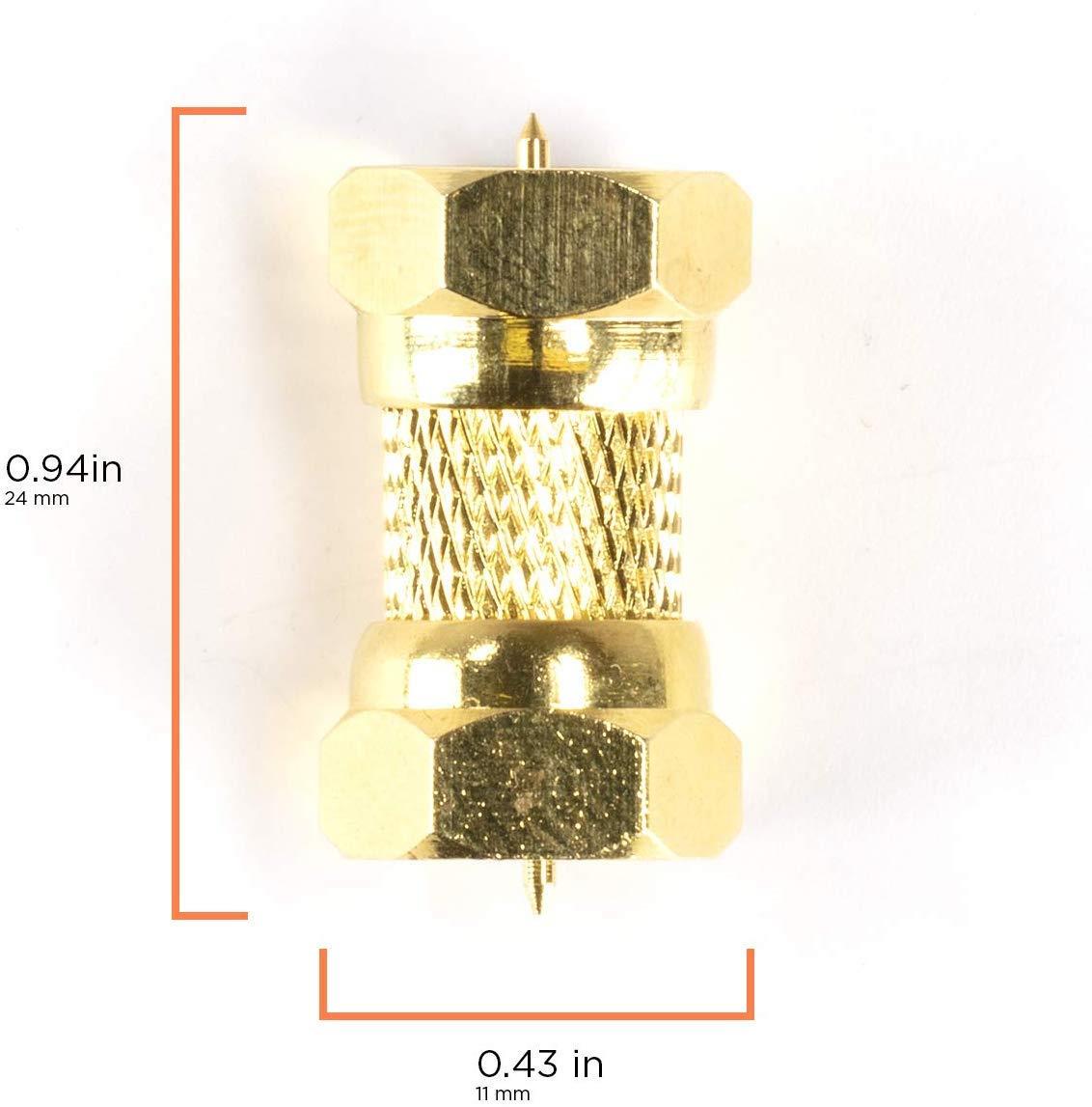 THE CIMPLE CO - Gold Cable Extension Coupler for Coaxial Cables | 4 Pack | F81 (Male to Male) 3GHz Satellite, Cable TV, and Cable Internet Rated