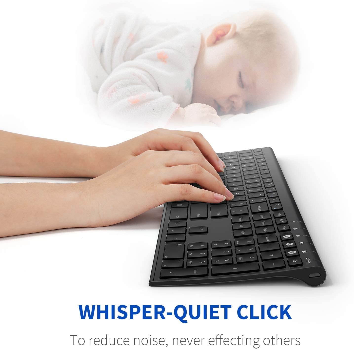 Multi-Device Bluetooth Keyboard - Jelly Comb Rechargeable Wireless Keyboard Full Size Ultra Slim Bluetooth Keyboard with Number Pad Compatible with Windows, Android, Mac OS and iOS (Black)