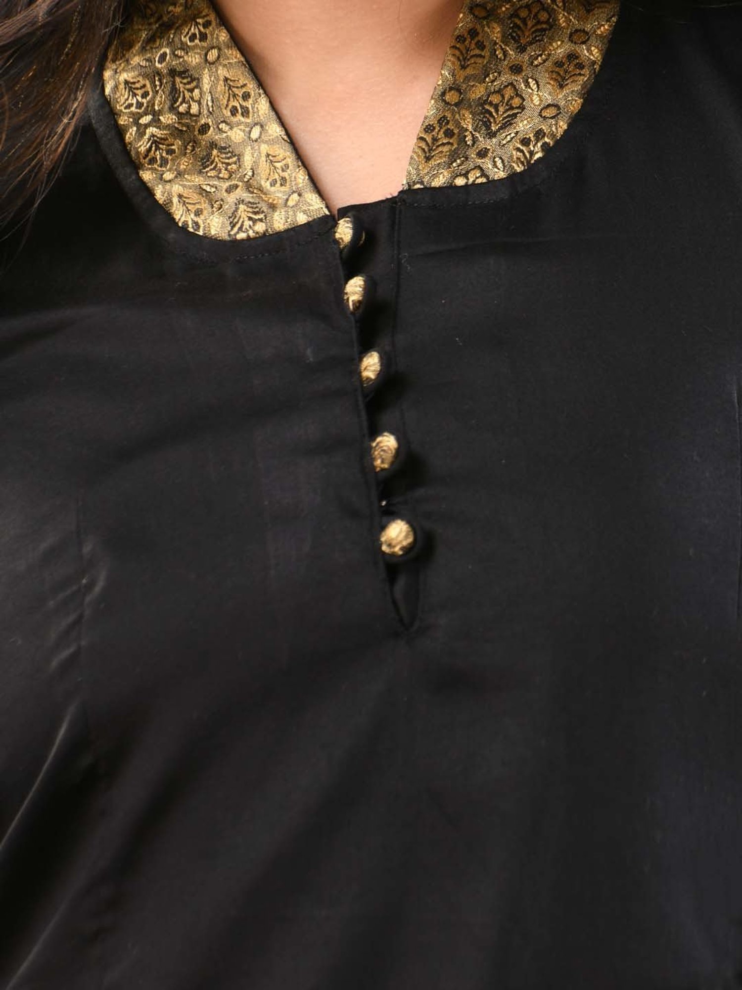 CHARUKRITI Black Regular Fit Kurta Pant Set