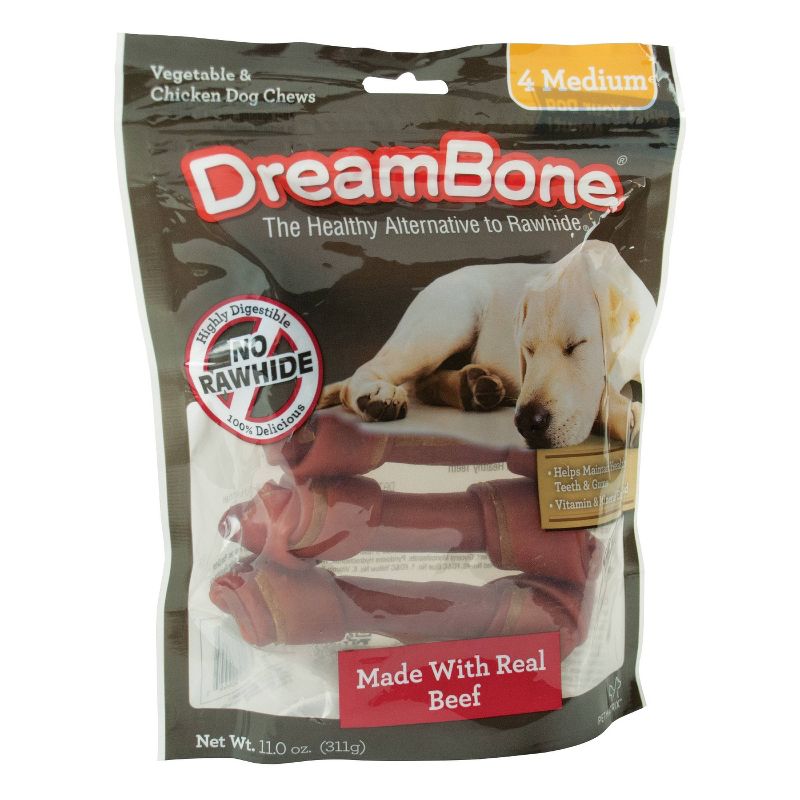 DreamBone Beef Medium Bones Dry Dog Treats - 4ct