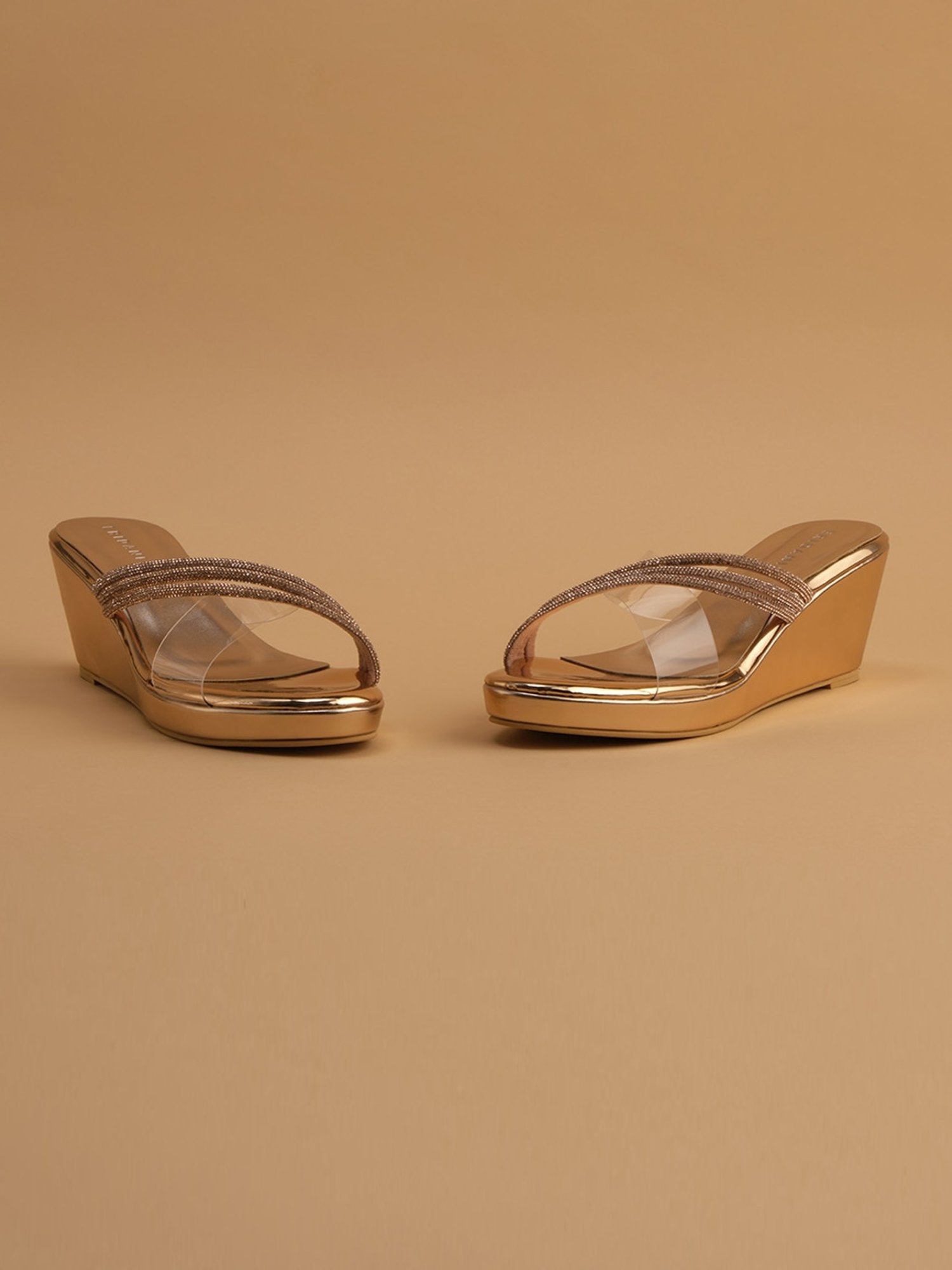 Eridani Women's Dina Rose Gold Cross Strap Wedges